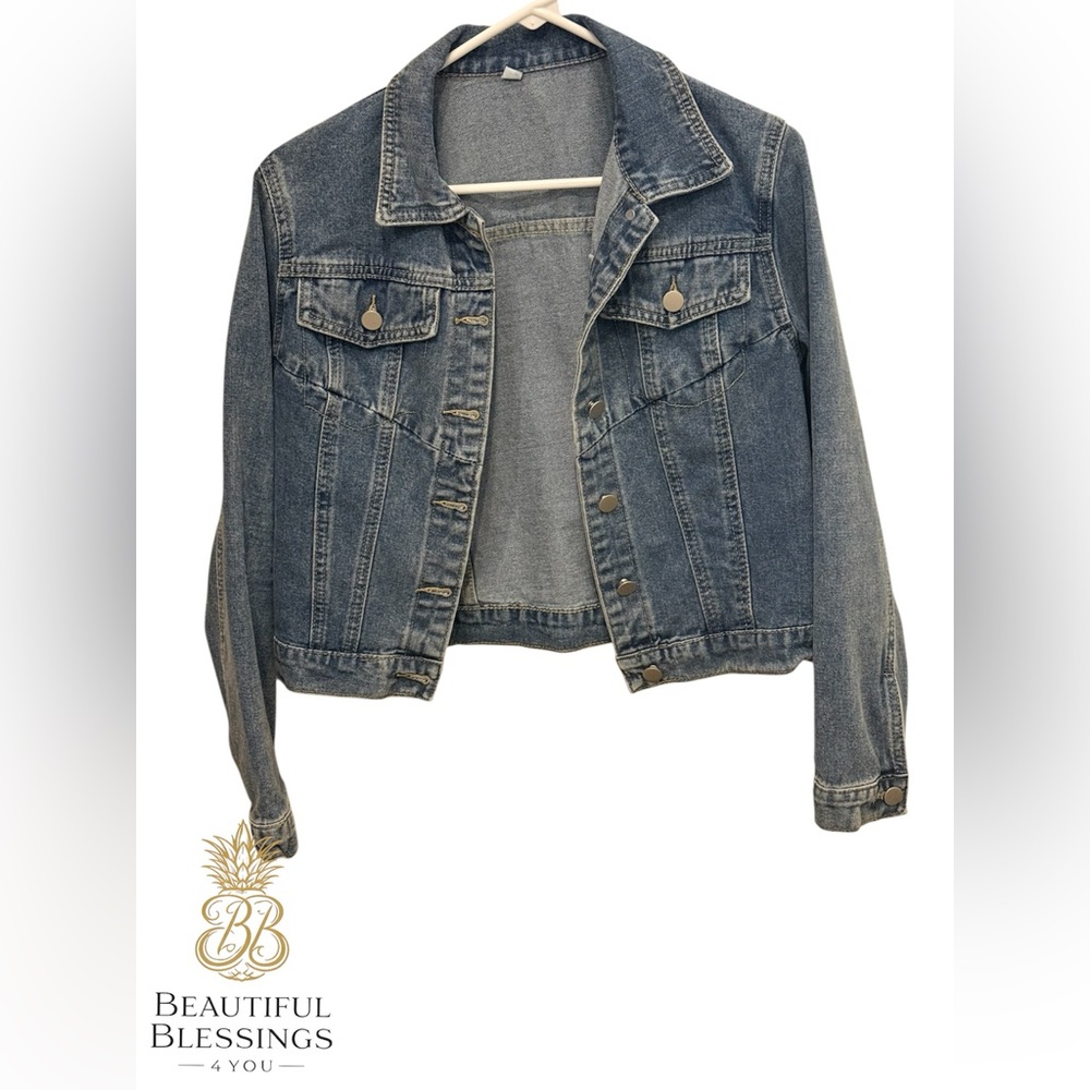 Classic Distressed Button Up Denim Jacket
